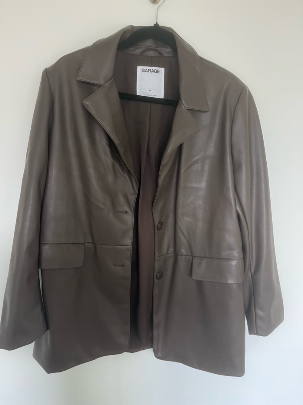 GARAGE Women's Faux Leather Blazer Jacket in brown